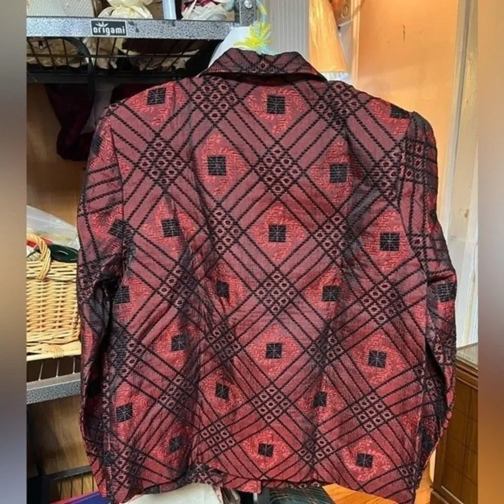 APPARENZA Black & Red Button Front Jacket Size